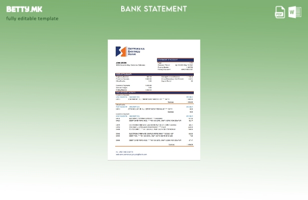 модерен стил Шаблон за зборови за извод од штедилница во Боцвана